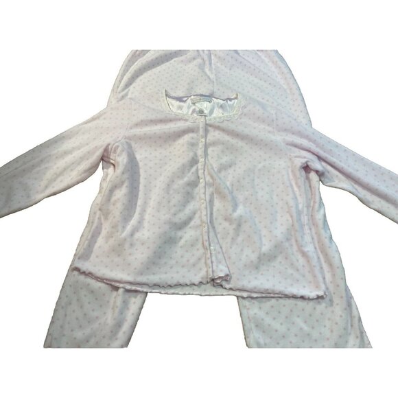 2 Pc Pajamas PJ Set Plus Size 1X Grannycore Pink Polka Dot Earth Angels - Picture 1 of 7